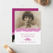 Roze vergeet-me-niet bloemen foto gedicht begrafen notitiekaartje (Voorkant / Achterkant in situ)