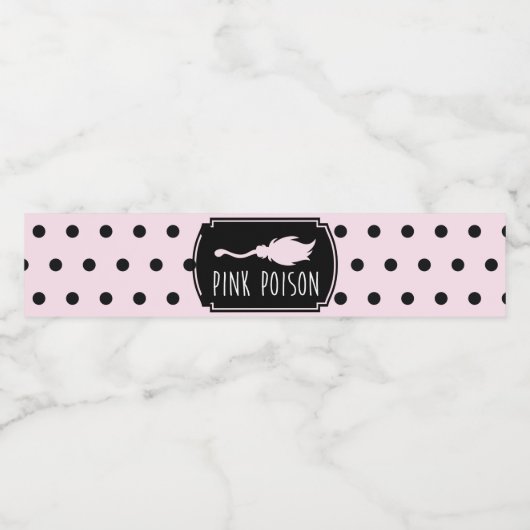 Roze Vergif Halloween Meisje Verjaardag Waterfles Etiket (Enkel label)