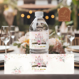 Roze Verhaalboek 1e Verjaardag Fles Label Waterfles Etiket