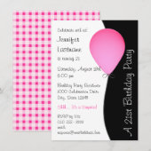 Roze verjaardag ballon kaart (Voorkant / Achterkant)