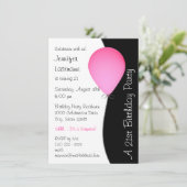 Roze verjaardag ballon kaart (Staand voorkant)