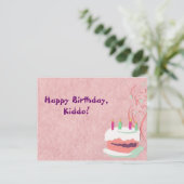 Roze Verjaardag Briefkaart (Staand voorkant)