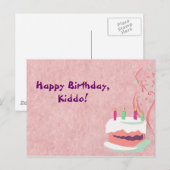 Roze Verjaardag Briefkaart (Voorkant / Achterkant)
