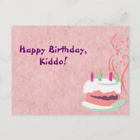 Roze Verjaardag Briefkaart (Voorkant)