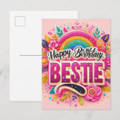 Roze Verjaardag Briefkaart voor beste vrienden (Voorkant / Achterkant)