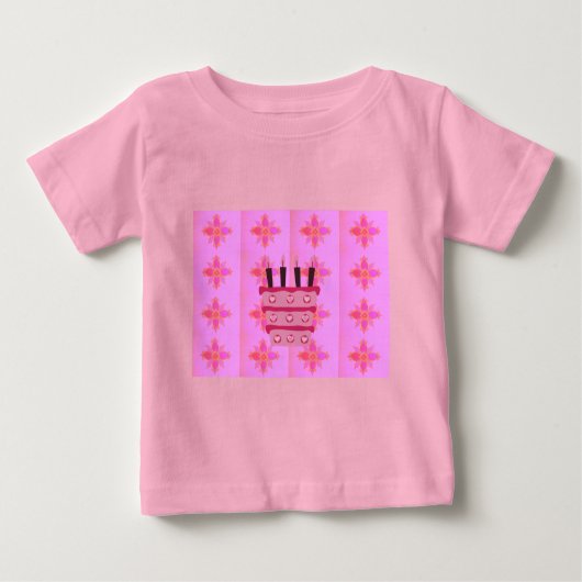 Roze Verjaardag Cake Art Print (Voorkant)