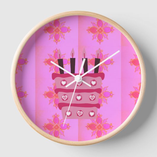 Roze Verjaardag Cake Art Print (Voorkant)