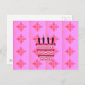 Roze Verjaardag Cake Art Print Briefkaart (Voorkant / Achterkant)