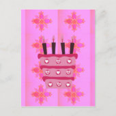 Roze Verjaardag Cake Art Print Briefkaart (Voorkant)