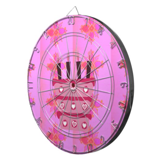 Roze Verjaardag Cake Art Print Dartbord (Voorkant Rechts)
