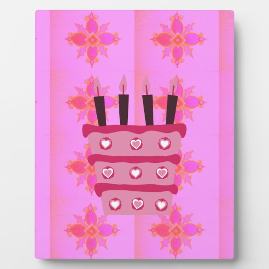 Roze Verjaardag Cake Art Print Fotoplaat (Voorkant)