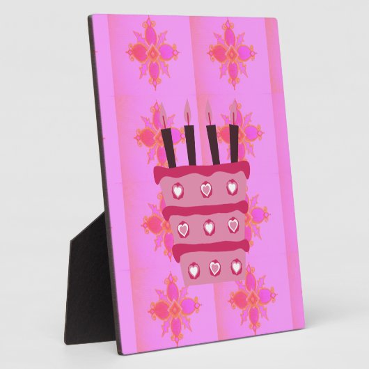 Roze Verjaardag Cake Art Print Fotoplaat (Zijkant)