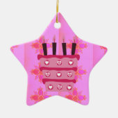 Roze Verjaardag Cake Art Print Keramisch Ornament (Voorkant)