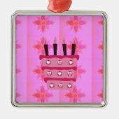 Roze Verjaardag Cake Art Print Metalen Ornament (Voorkant)