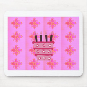 Roze Verjaardag Cake Art Print Muismat