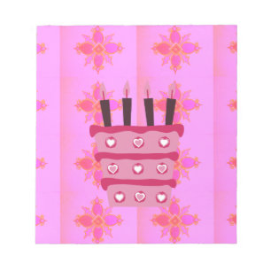 Roze Verjaardag Cake Art Print Notitieblok