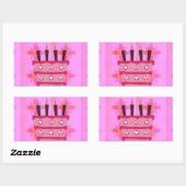 Roze Verjaardag Cake Art Print Rechthoekige Sticker (Vel)