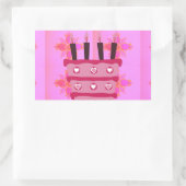 Roze Verjaardag Cake Art Print Rechthoekige Sticker (Tas)