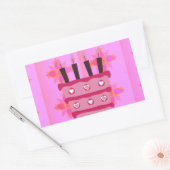 Roze Verjaardag Cake Art Print Rechthoekige Sticker (Envelop)