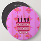 Roze Verjaardag Cake Art Print Ronde Button 6,0 Cm (Voorkant /achterkant)
