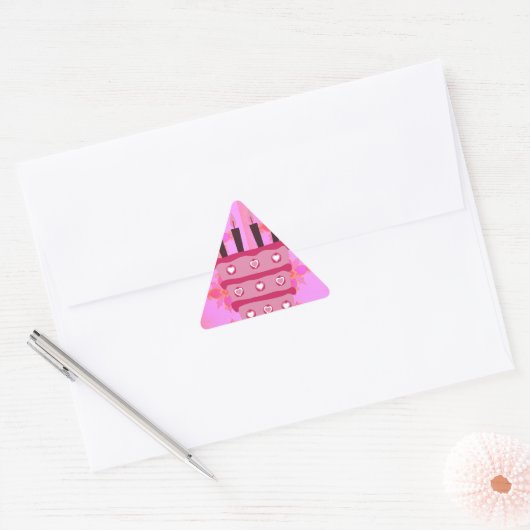 Roze Verjaardag Cake Art Print Sticker (Envelop)