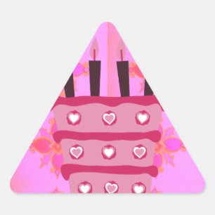 Roze Verjaardag Cake Art Print Sticker