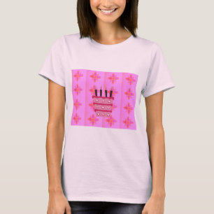 Roze Verjaardag Cake Art Print T-shirt