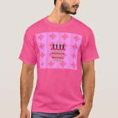 Roze Verjaardag Cake Art Print T-shirt (Voorkant)