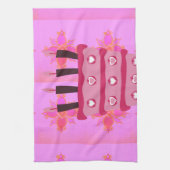 Roze Verjaardag Cake Art Print Theedoek (Verticaal)