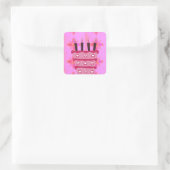 Roze Verjaardag Cake Art Print Vierkante Sticker (Tas)