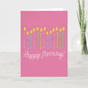 Roze Verjaardag Cake Kaarsen Happy Birthday Kaart
