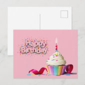 Roze Verjaardag Cupcake Ansichtkaart Briefkaart (Voorkant / Achterkant)