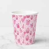 Roze verjaardag cupcake papieren bekers (Achterkant)