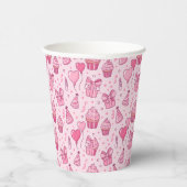 Roze verjaardag cupcake papieren bekers (Rechts)