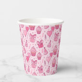 Roze verjaardag cupcake papieren bekers (Voorkant)