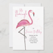 Roze Verjaardag Cute Flamingo QR Code Sociale Medi Kaart (Voorkant)