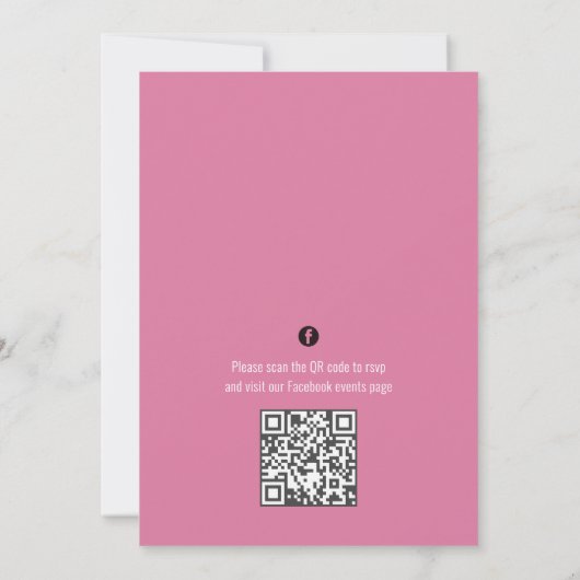 Roze Verjaardag Cute Flamingo QR Code Sociale Medi Kaart (Achterkant)