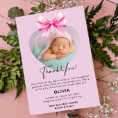 Roze Verjaardag Dank u kaart met foto