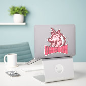 Roze Verjaardag Eenhoorn Sticker (Laptop op bureau)