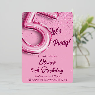 Roze verjaardag folie uitnodiging