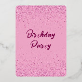 Roze verjaardag folie uitnodiging (Achterkant)