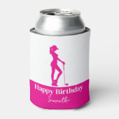 Roze Verjaardag Golf Meisje Monogram Blikjeskoeler (Blikje Voorkant)