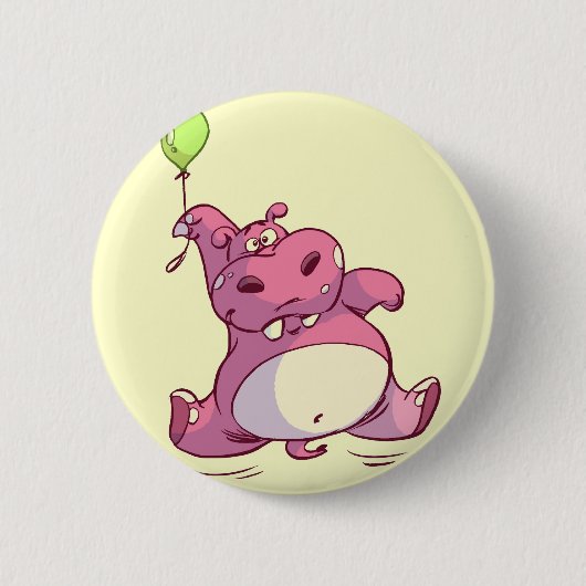 Roze Verjaardag Hippo Pin Ronde Button 5,7 Cm (Voorkant)