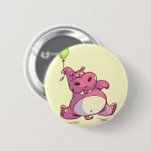 Roze Verjaardag Hippo Pin Ronde Button 5,7 Cm (Voorkant /achterkant)