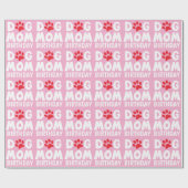 Roze Verjaardag Hond Mam Cadeaupapier (Vlak)