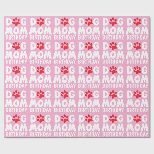 Roze Verjaardag Hond Mam Cadeaupapier (Vlak)