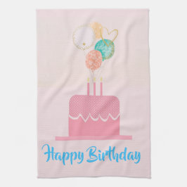 Roze Verjaardag Keukenhanddoek