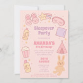 Roze Verjaardag Kijk voor Sleepover Fun Kaart (Voorkant)