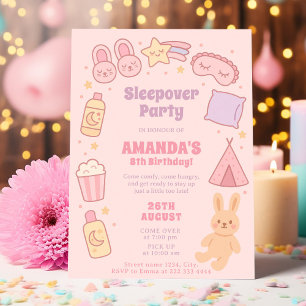 Roze Verjaardag Kijk voor Sleepover Fun Kaart