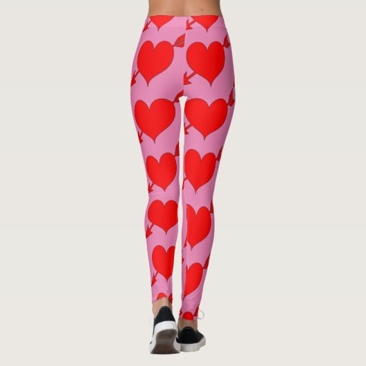 Roze Verjaardag Liefde Rood Hart Leggings (Achterkant)